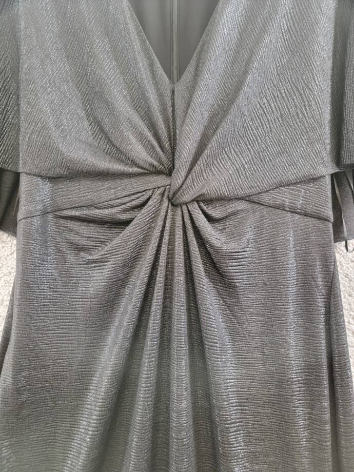 Lauren Ralph Lauren Twist-Front Cape-Overlay Gown Women's 12 Black Zip Closure~