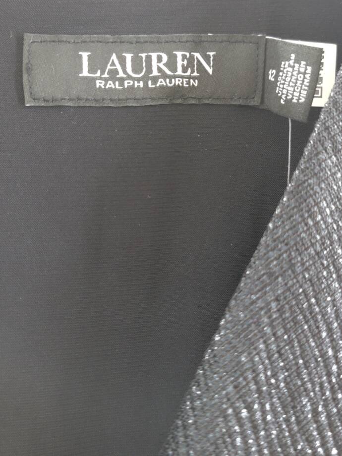 Lauren Ralph Lauren Twist-Front Cape-Overlay Gown Women's 12 Black Zip Closure~