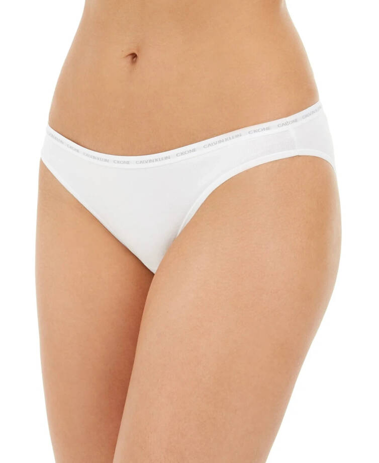 Calvin Klein CK One Singles Thong Underwear Women's L White Logo Elastic Waist