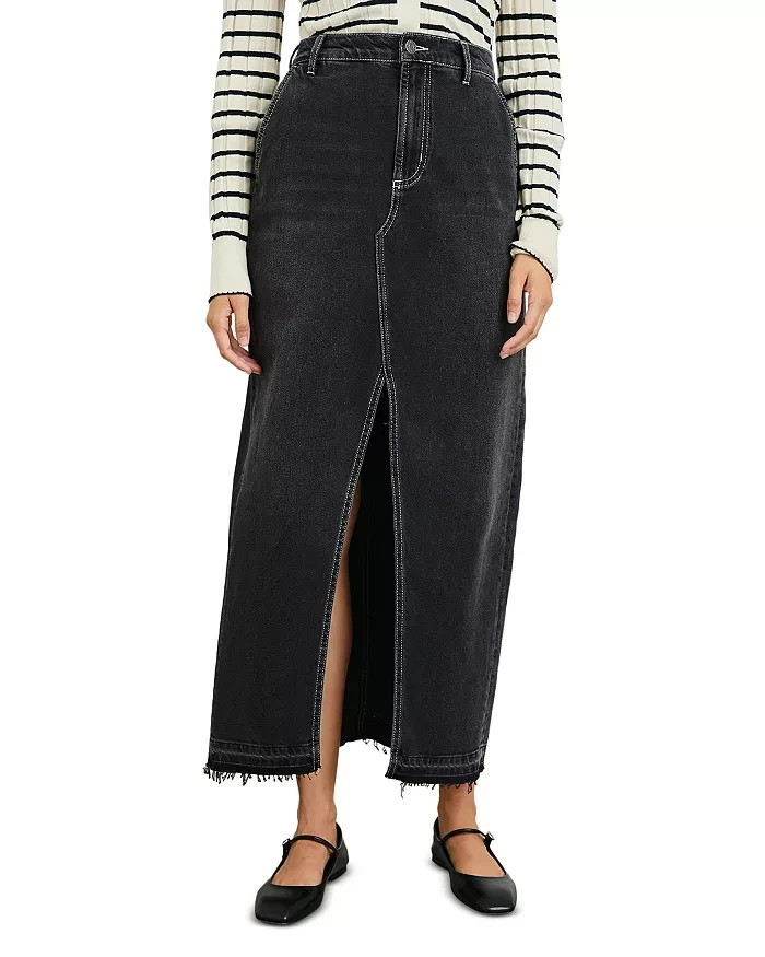 Rails Manhattan Denim Skirt Women's 29 Eclipse Front Slit Button Zip Closure