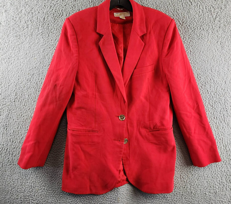 MICHAEL Michael Kors Two-Button Boyfriend Blazer Women's 6 Crimson Red Solid L/S
