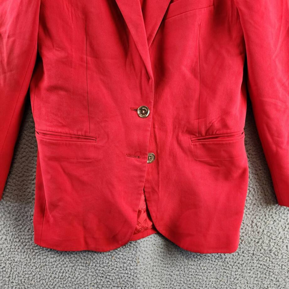 MICHAEL Michael Kors Two-Button Boyfriend Blazer Women's 6 Crimson Red Solid L/S