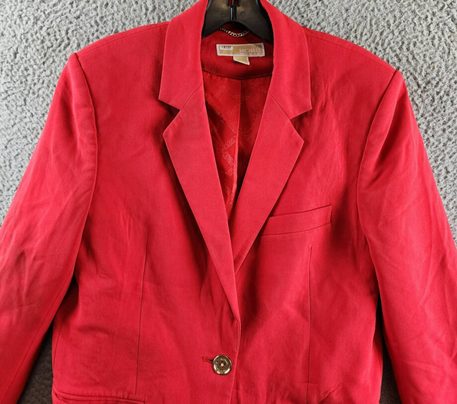 MICHAEL Michael Kors Two-Button Boyfriend Blazer Women's 6 Crimson Red Solid L/S