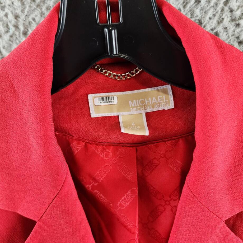 MICHAEL Michael Kors Two-Button Boyfriend Blazer Women's 6 Crimson Red Solid L/S