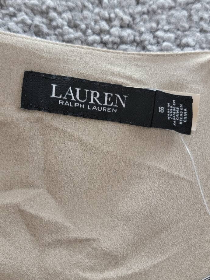 Lauren Ralph Lauren One-Shoulder Metallic Chiffon Gown Women's 18 Pewter/Silver