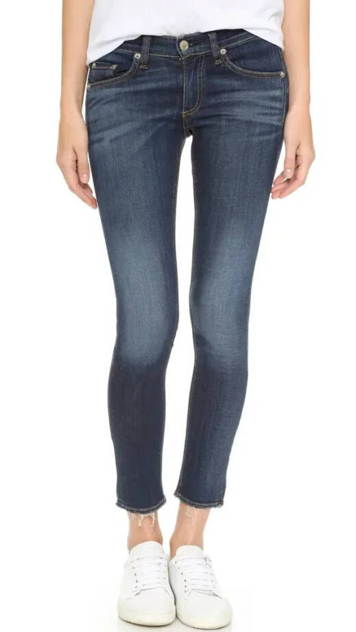 Rag & Bone Mid Rise Slim Fit Capri Jeans Women's 24 Orson Denim Faded Button Zip