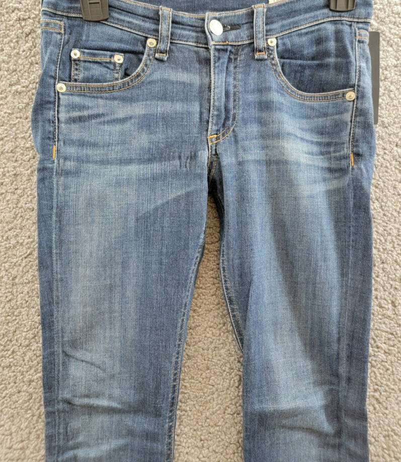 Rag & Bone Mid Rise Slim Fit Capri Jeans Women's 24 Orson Denim Faded Button Zip