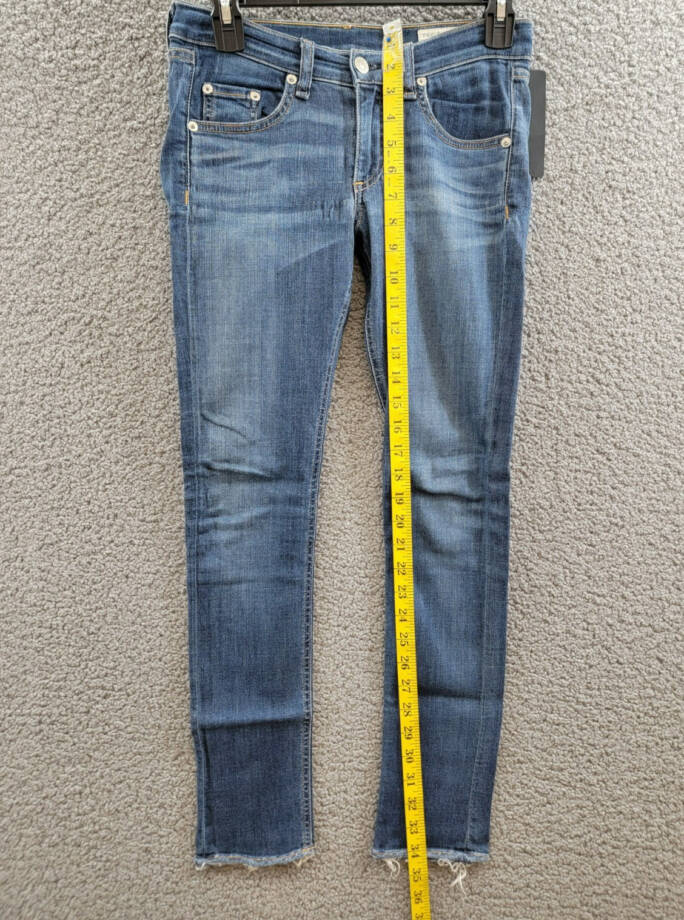 Rag & Bone Mid Rise Slim Fit Capri Jeans Women's 24 Orson Denim Faded Button Zip