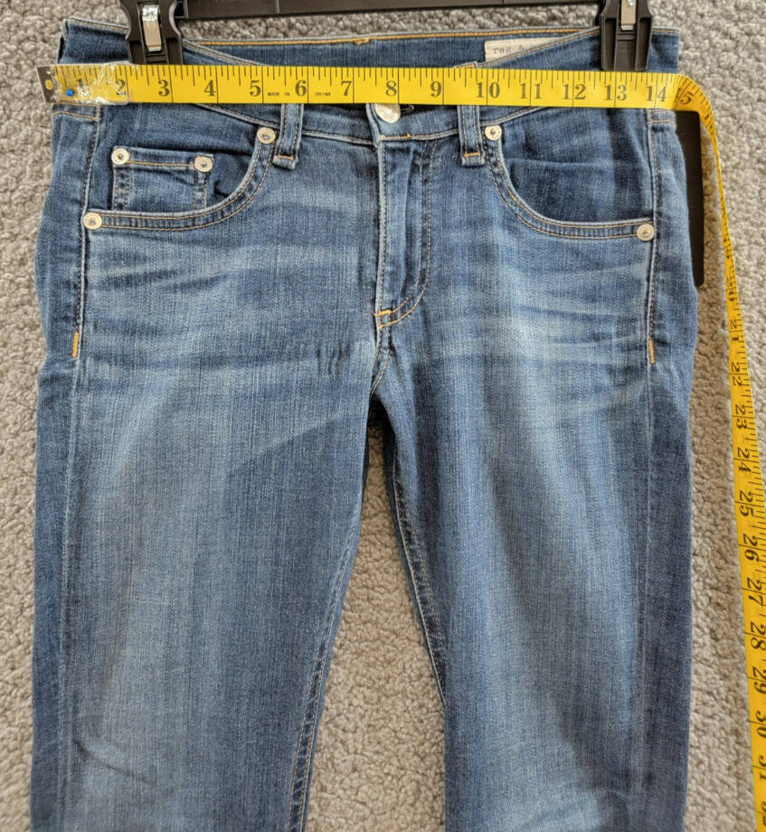 Rag & Bone Mid Rise Slim Fit Capri Jeans Women's 24 Orson Denim Faded Button Zip