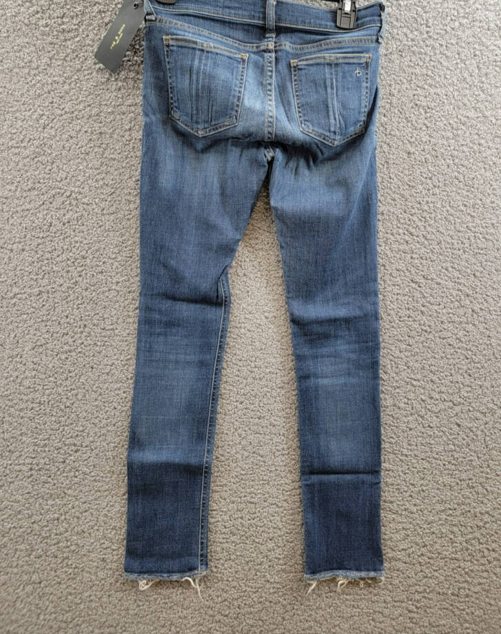 Rag & Bone Mid Rise Slim Fit Capri Jeans Women's 24 Orson Denim Faded Button Zip