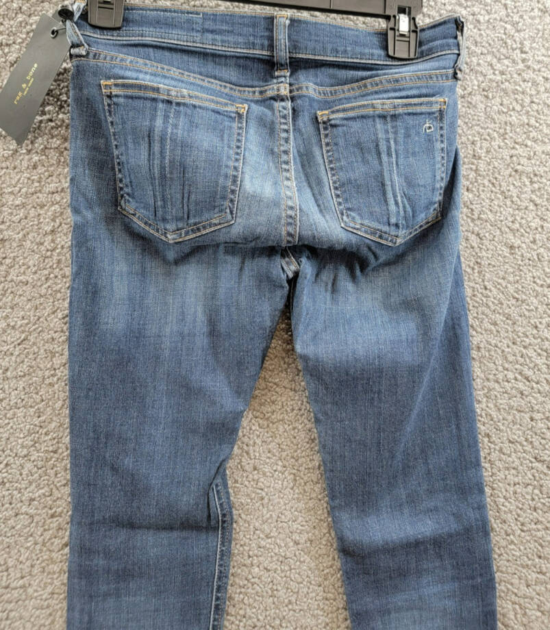 Rag & Bone Mid Rise Slim Fit Capri Jeans Women's 24 Orson Denim Faded Button Zip