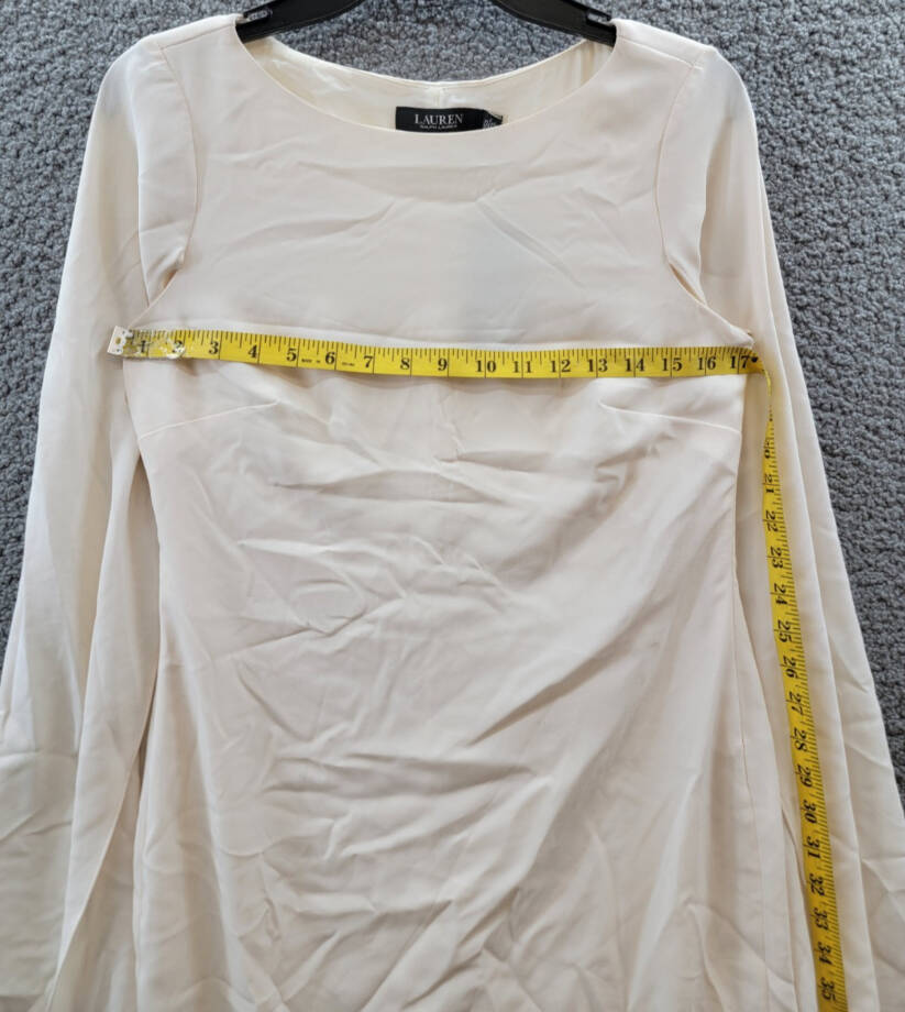 Lauren Ralph Lauren Georgette Cape Dress Women's 2 Winter Cream Side Zip Closure