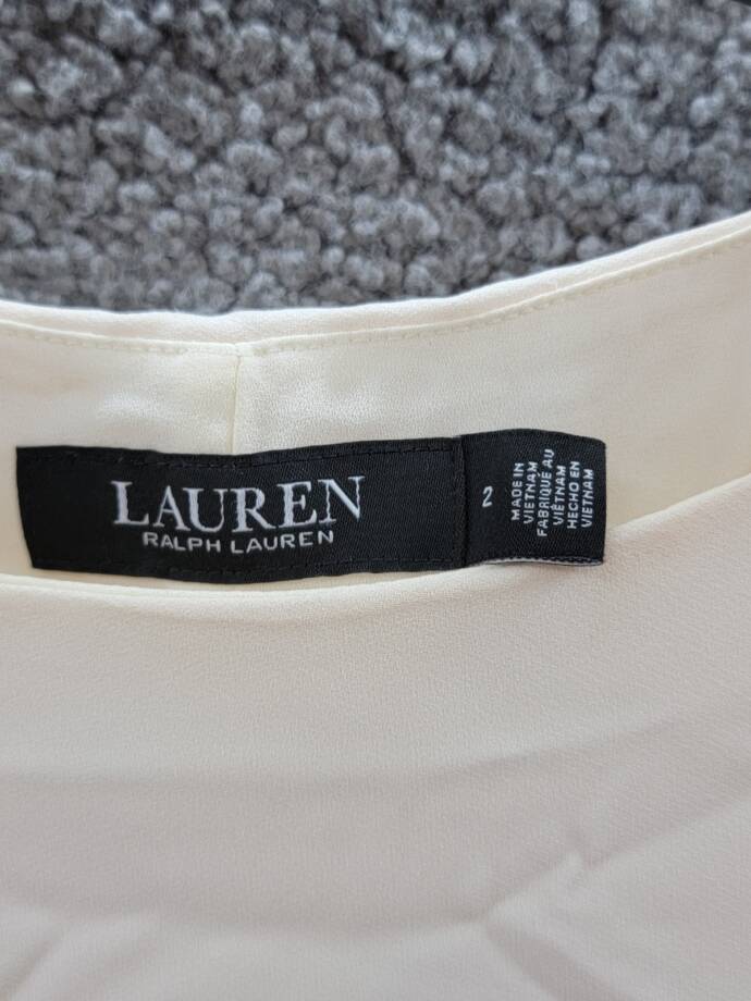 Lauren Ralph Lauren Georgette Cape Dress Women's 2 Winter Cream Side Zip Closure