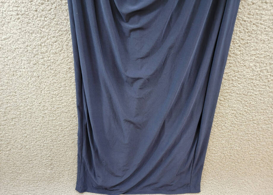B&A By Betsy & Adam Lace-Sleeve Square-Neck Gown Women's 14 Navy Zip Closure~