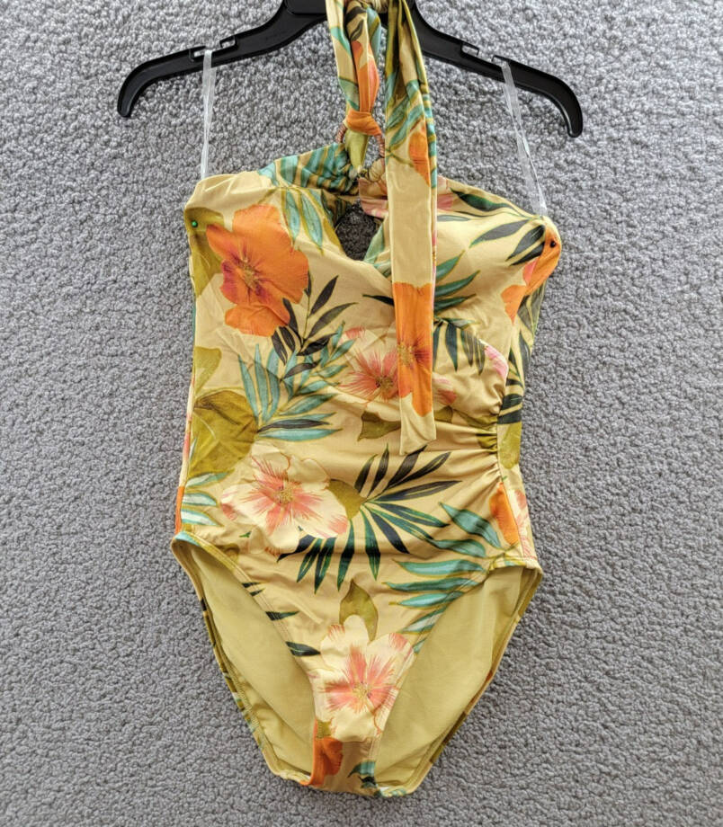 Lauren Ralph Lauren Printed Halter-Neck Swimsuit Womens 8 Island Tropical PullOn