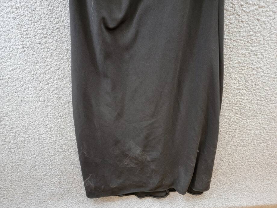 Betsy & Adam Off-The-Shoulder Ruffled Gown Women's 4 Black Back Zip Closure