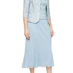 Alex Evenings Embroidered Jacket & Dress Women's 16 Light Blue 3/4 Sleeve~