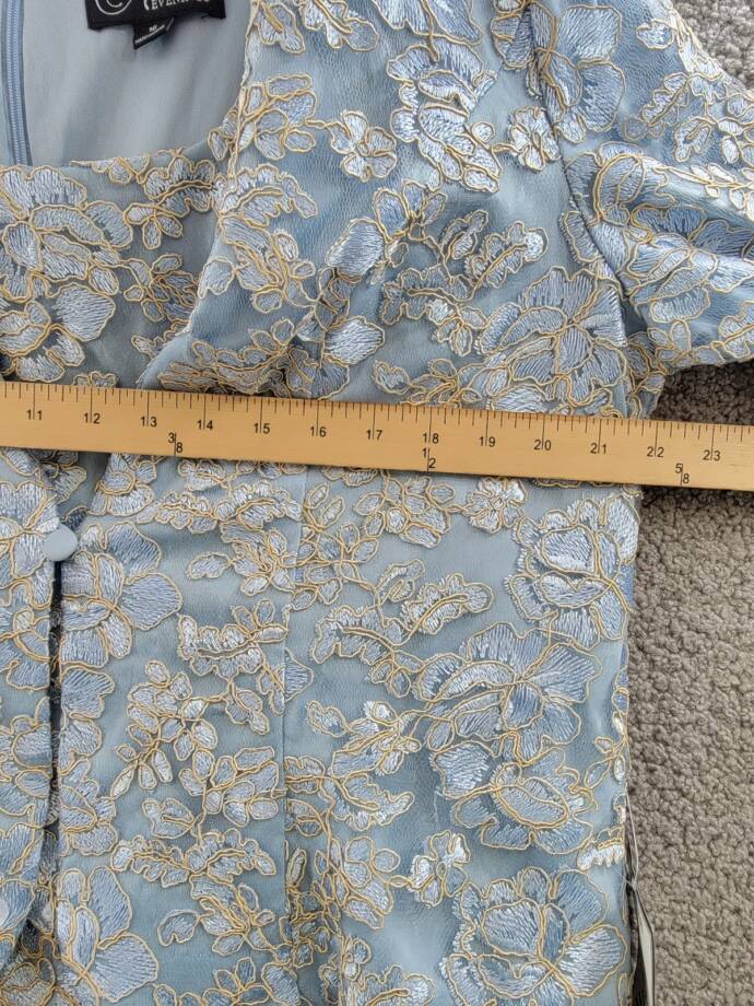 Alex Evenings Embroidered Jacket & Dress Women's 16 Light Blue 3/4 Sleeve~