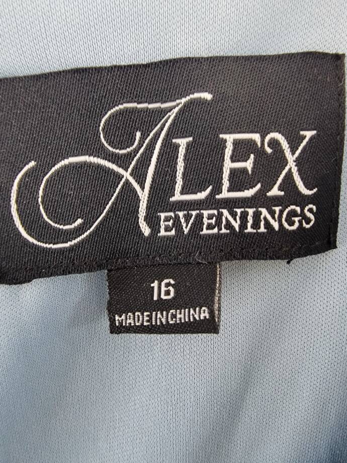 Alex Evenings Embroidered Jacket & Dress Women's 16 Light Blue 3/4 Sleeve~
