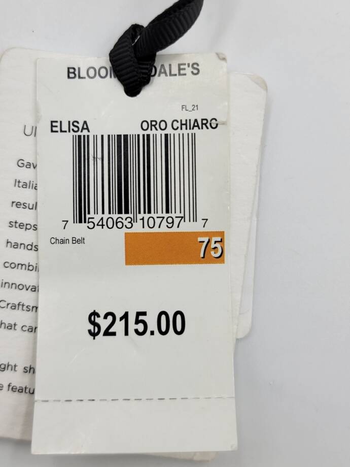 Gavazzeni Elisa Chain Belt Women's 75 Lucido Lobster Claw Clasp Closure