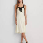 Lauren Ralph Lauren Two-Tone Georgette Sleeveless Dress Women's 12 Mascarpone