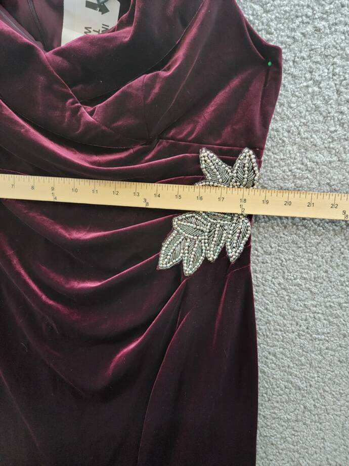 Alex Evenings Velvet Off-The-Shoulder Evening Gown Women's 16W Wine Back Zip
