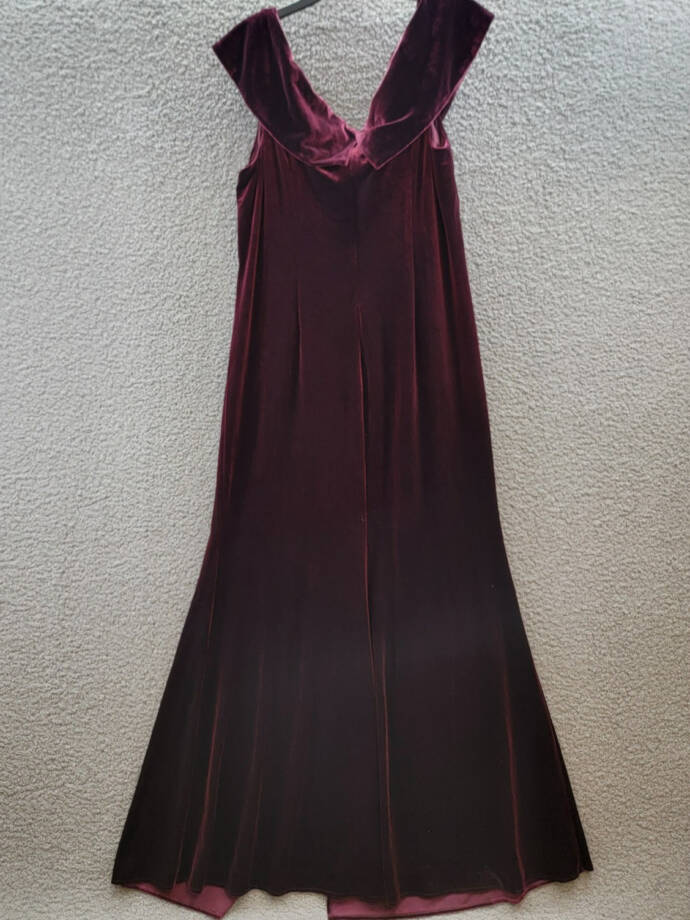 Alex Evenings Velvet Off-The-Shoulder Evening Gown Women's 16W Wine Back Zip