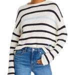 Veronica Beard Rori Sweater Women's XL Off White Multi Stripe Roll Neck Pullover