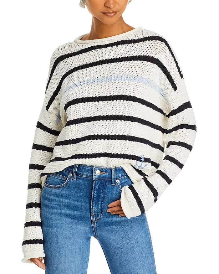 Veronica Beard Rori Sweater Women's XL Off White Multi Stripe Roll Neck Pullover