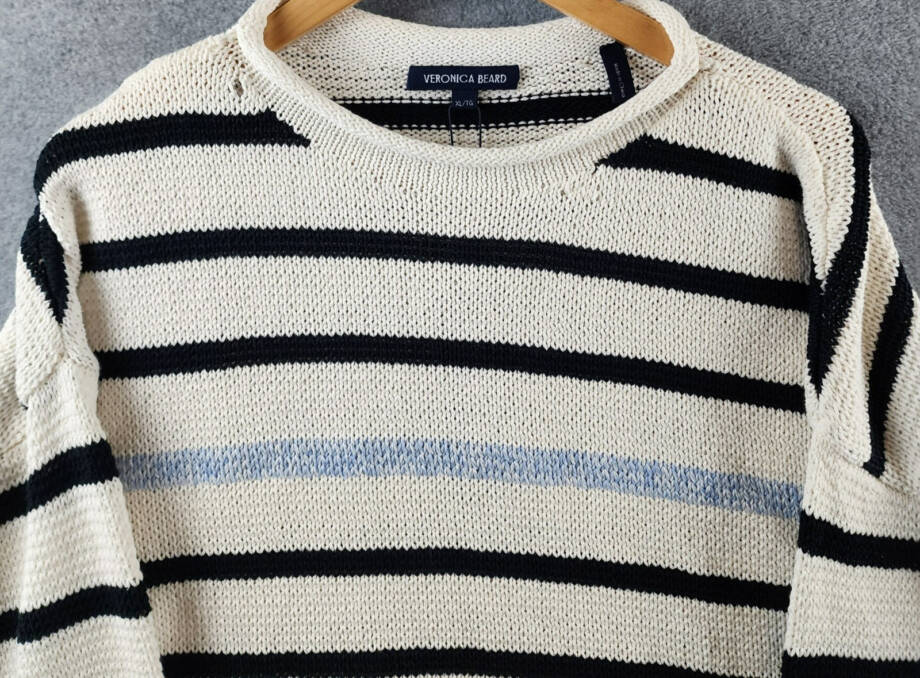 Veronica Beard Rori Sweater Women's XL Off White Multi Stripe Roll Neck Pullover
