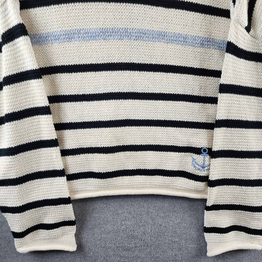 Veronica Beard Rori Sweater Women's XL Off White Multi Stripe Roll Neck Pullover