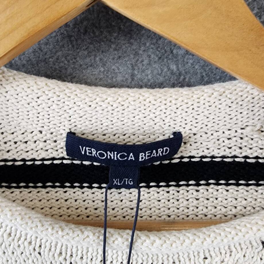 Veronica Beard Rori Sweater Women's XL Off White Multi Stripe Roll Neck Pullover
