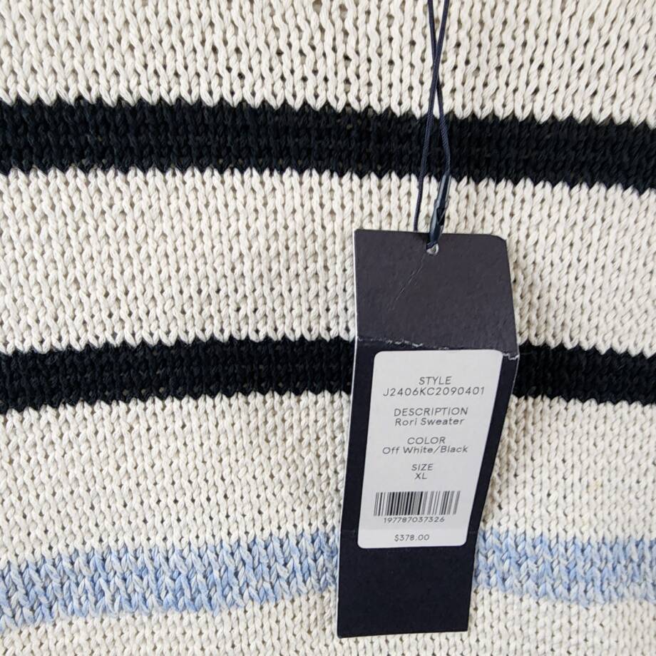 Veronica Beard Rori Sweater Women's XL Off White Multi Stripe Roll Neck Pullover