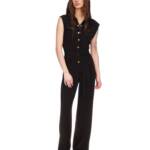 Michael Michael Kors Snap-Front Utility Jumpsuit Women's S Black Black Tie Waist