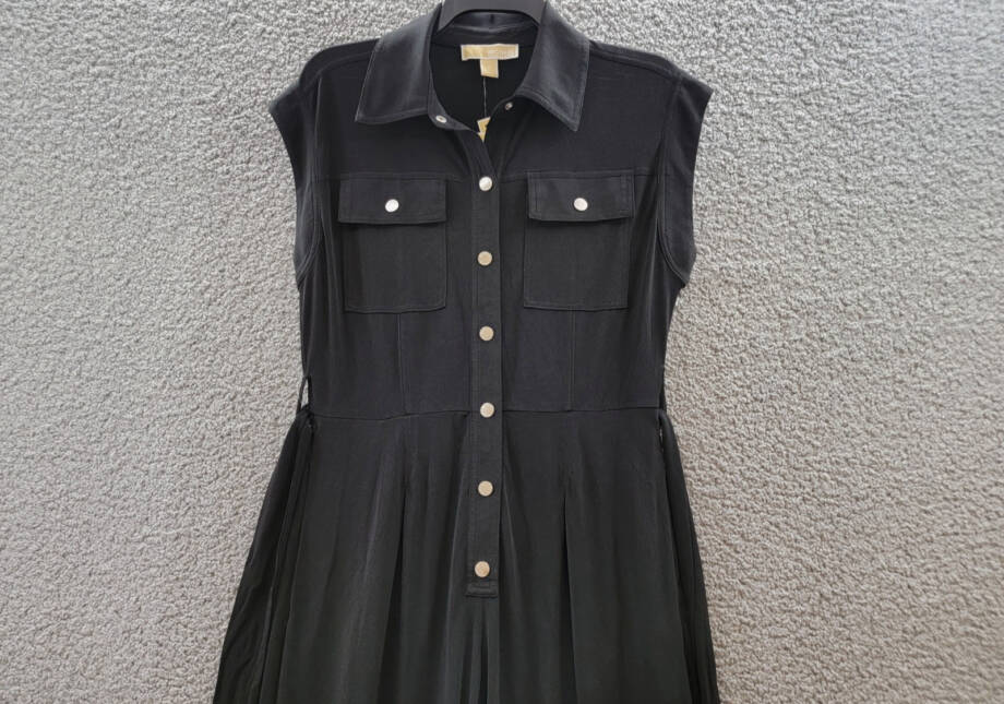 Michael Michael Kors Snap-Front Utility Jumpsuit Women's S Black Black Tie Waist