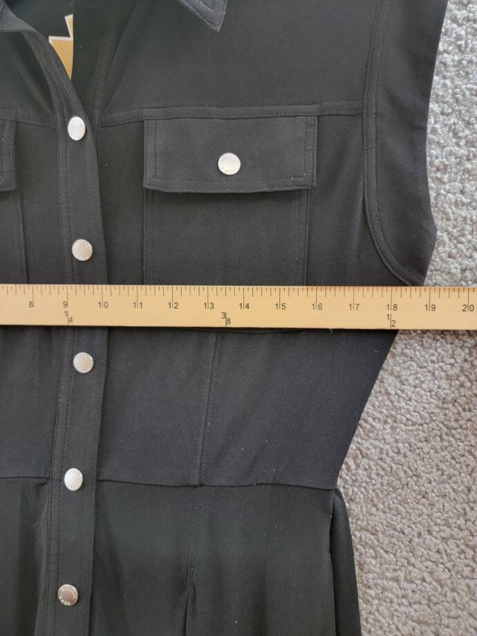 Michael Michael Kors Snap-Front Utility Jumpsuit Women's S Black Black Tie Waist