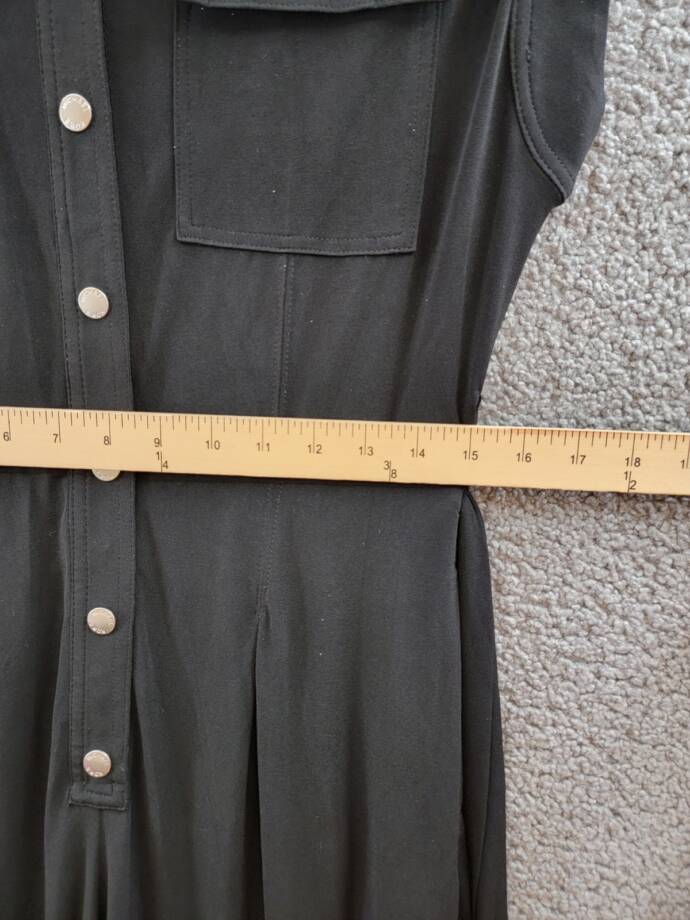 Michael Michael Kors Snap-Front Utility Jumpsuit Women's S Black Black Tie Waist