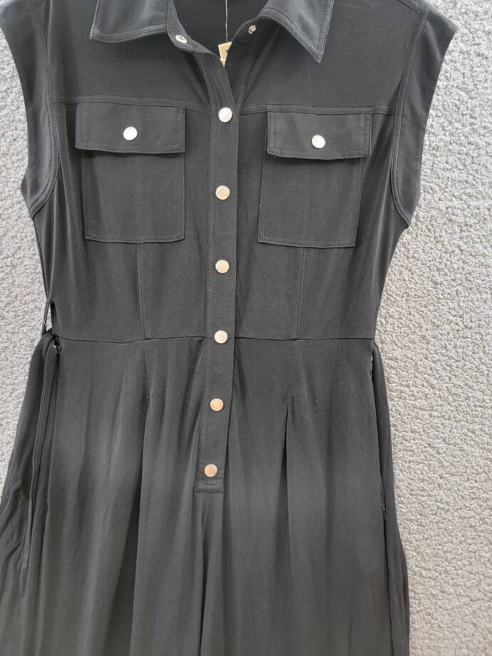 Michael Michael Kors Snap-Front Utility Jumpsuit Women's S Black Black Tie Waist