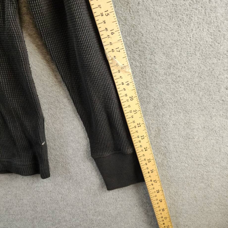 rag & bone Waffle Knit Henley Shirt Men's S Black Solid Long Sleeve Pullover
