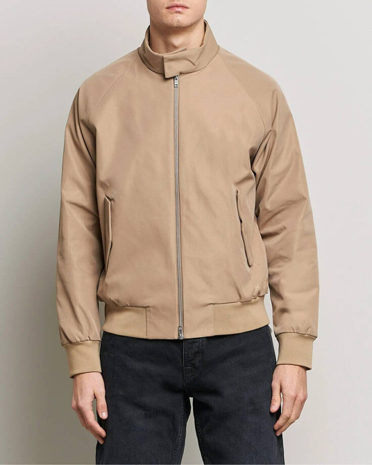 NN07 Dawson Light Zip Front Jacket Men's L Khaki Stone Stand Collar Long Sleeve