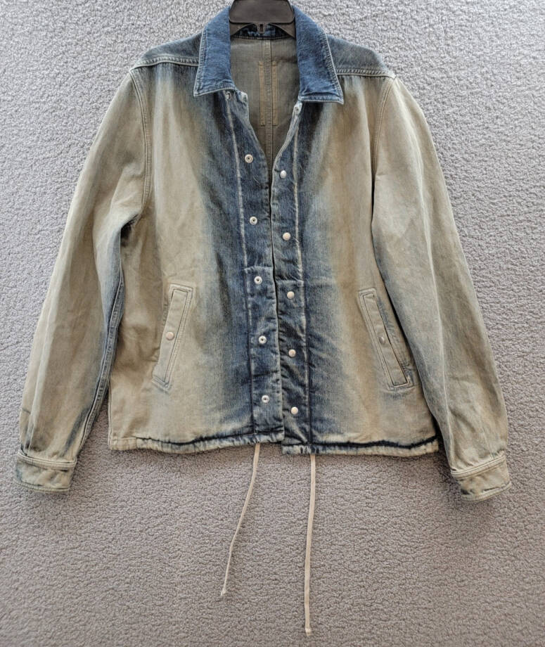 DRKSHDW by Rick Owens Denim Shirt Jacket Men's M Mineral Pearl Degrade Collared~