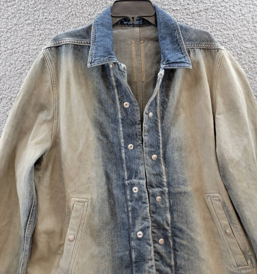 DRKSHDW by Rick Owens Denim Shirt Jacket Men's M Mineral Pearl Degrade Collared~