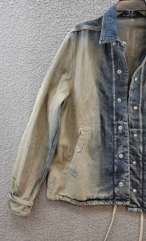 DRKSHDW by Rick Owens Denim Shirt Jacket Men's M Mineral Pearl Degrade Collared~