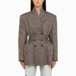 The Mannei Check Pattern Double Breasted Blazer Women's 38/6 US Button Closure
