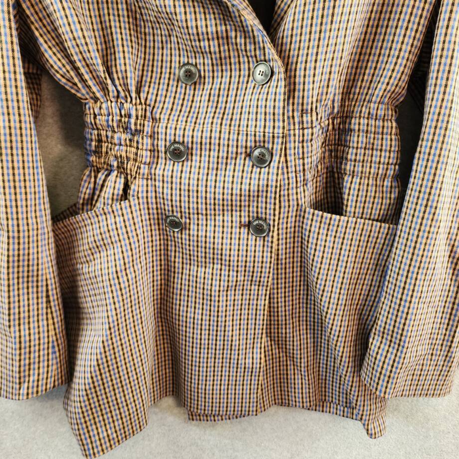 The Mannei Check Pattern Double Breasted Blazer Women's 38/6 US Button Closure