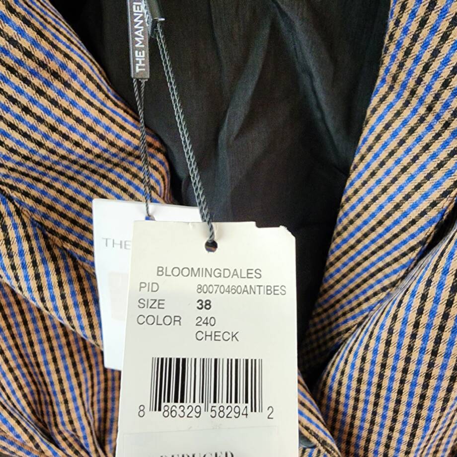 The Mannei Check Pattern Double Breasted Blazer Women's 38/6 US Button Closure