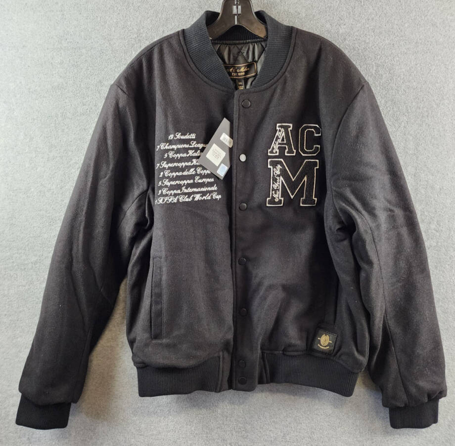 A.C. MILAN Wool Blend Coach Jacket Men's XXL Black Snap Closure Long Sleeves~