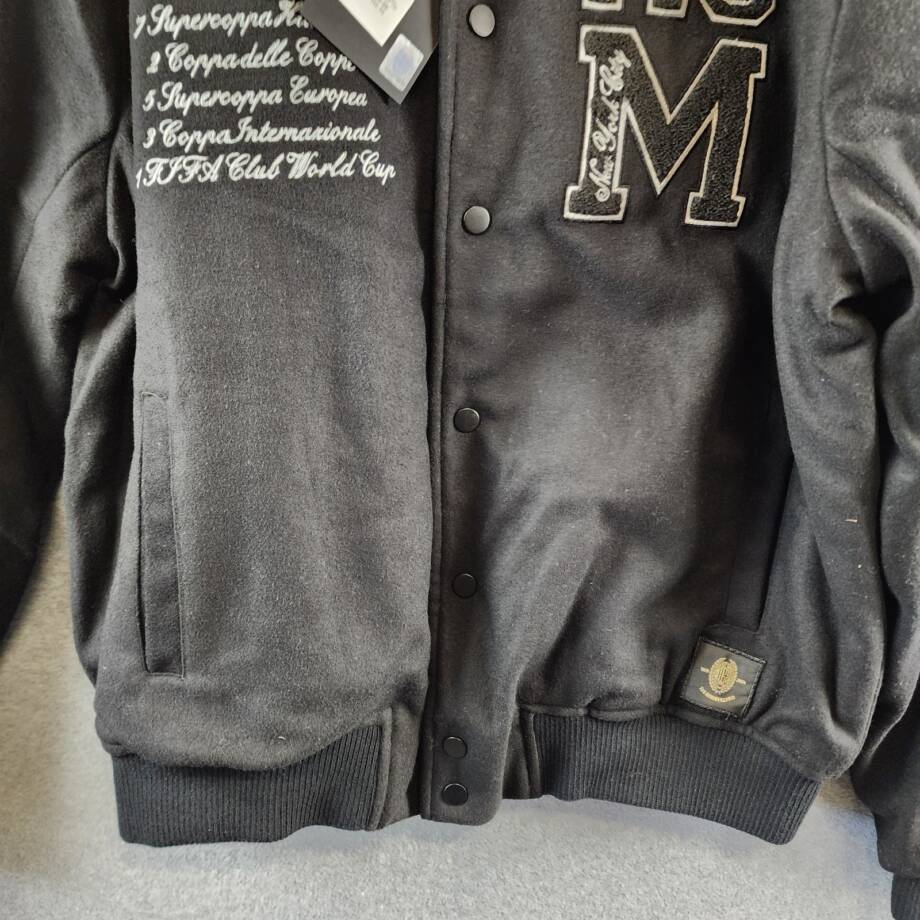 A.C. MILAN Wool Blend Coach Jacket Men's XXL Black Snap Closure Long Sleeves~