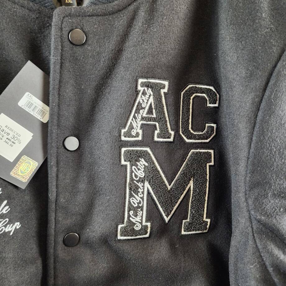A.C. MILAN Wool Blend Coach Jacket Men's XXL Black Snap Closure Long Sleeves~