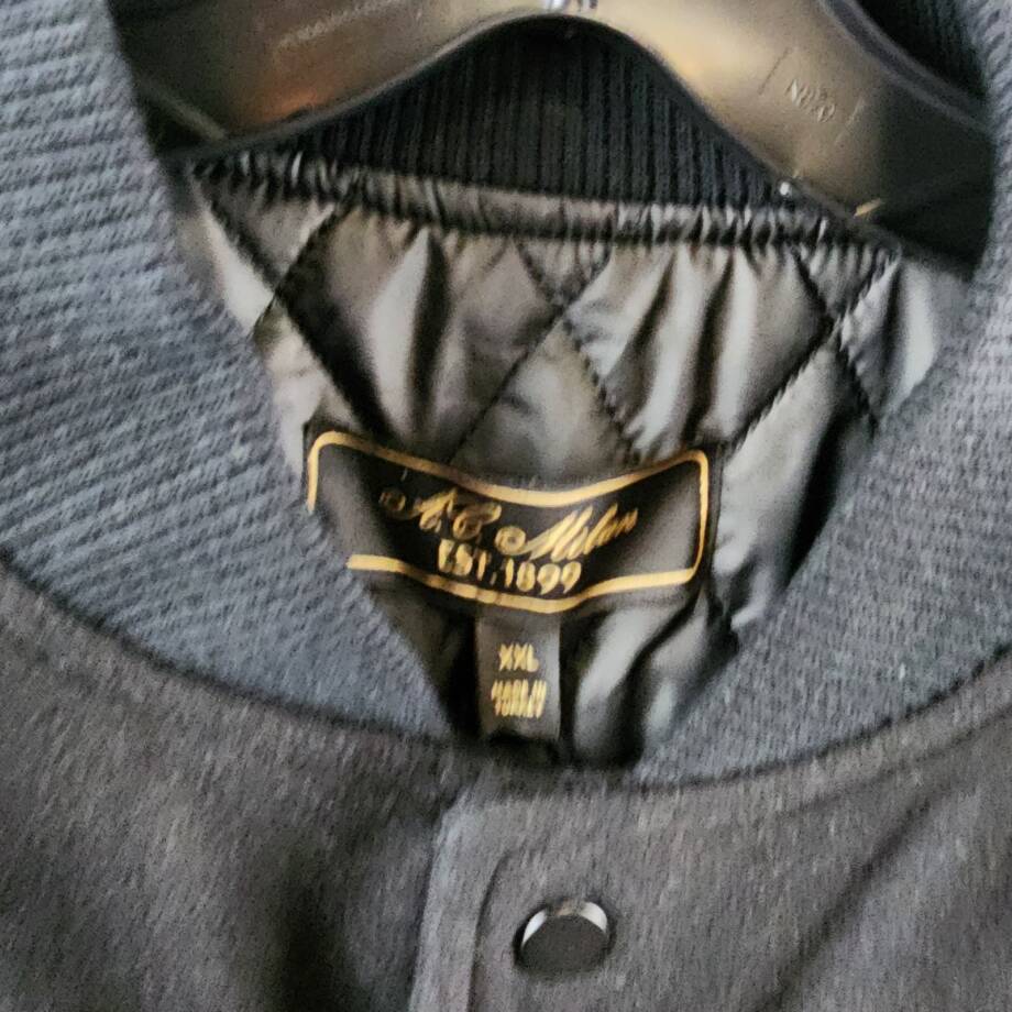 A.C. MILAN Wool Blend Coach Jacket Men's XXL Black Snap Closure Long Sleeves~